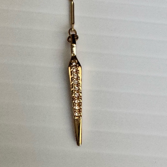 Luv AJ Gold Tone Pave CZ pendant Lariat Necklace - Picture 5 of 16
